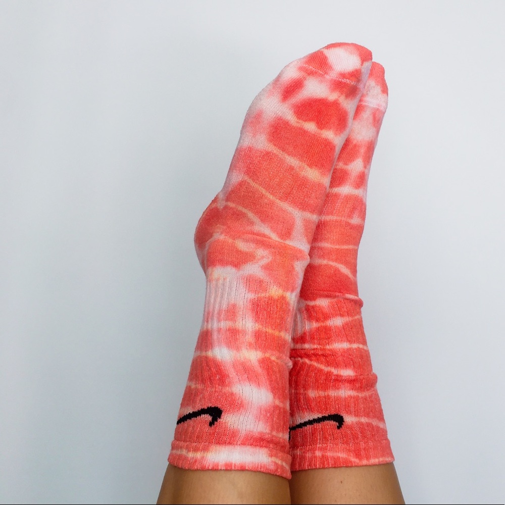 Coral Nike Tie Dye Socks